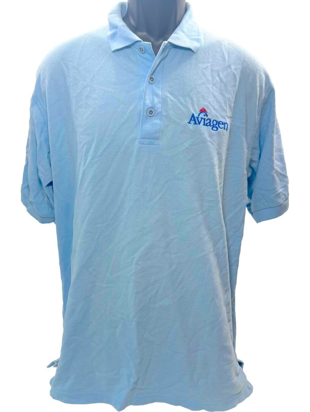 Aviagen Poultry Employee Uniform Polo Shirt Mens Large Port Authority Sky Blue